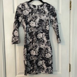 J Cooper grey and black floral print scuba dress. Size XS.